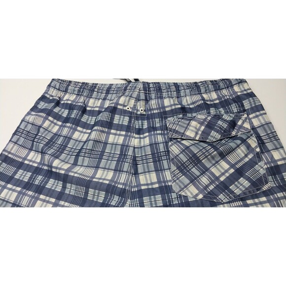 Izod Mens Swim Trunks Size Medium Blue White Plaid NO LINING Read Description - Picture 16 of 16